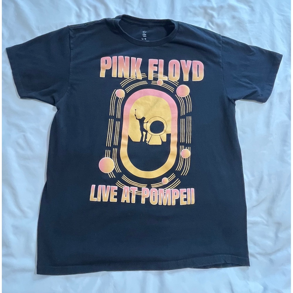 Pink Floyd Live at Pompeii T-Shirt Mens Large Black Graphic Band Tee 2022 Cotton